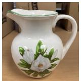 7in. White Flower Pitcher