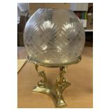 Crackled Glass Planter Bowl Shaped with Brass