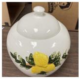 Decorative Kitchen Jar with Lid & Fowers