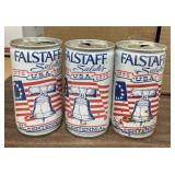 Three, 5in. Falstaff Salutes Cans. 1776-1976