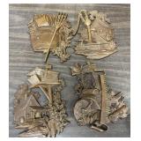 Four, 8in. 1976 Sexton Cast Iron Wall Decor