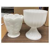 5.7in. Two Pieces of Milk Glass