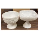5in. Two Pieces Of Milk Glass