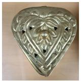 1 brass heart box and 1 brass 8.5 inch bowl