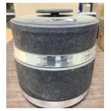 Vintage 8 inch black and silver ice bucket