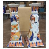 2 - 9" candle holders &  1- 6" holder-porcelain