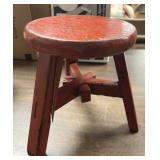 9in. Tall. 8in. Round. Small Red Stool