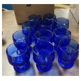 11, 4in. Blue Glass Cups / NO SHIPPING