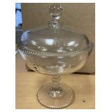 9in. Depression Glass Lidded Candy Dish
