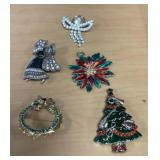 Christmas Costume Jewelry Broaches