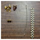 2 pins, 2 bracelets, & 1 clip earring all costume