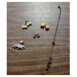 1 charm, 3 clip earring sets, 1 necklace not real