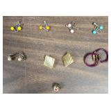 7 pair clip on earrings and 1 pin all costume
