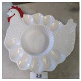 Fancy egg plate shaped like hen  / No shipping