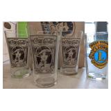 Three 5.5" coca-Cola glasses / 1 lions club