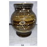 HANDMADE POTTERY 7" brown vase