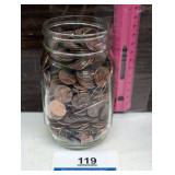 One ball mason jar, full of pennies Estate Find