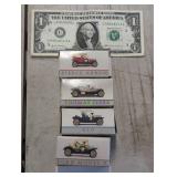 4 tiny cars inbox / model T / Reo / Thomas flyer
