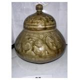 HANDMADE POTTERY 6.5" Daniel Johnston lidded urn