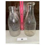 2 ONE QUART MILK BOTTLES / VINTAGE / SHIPS