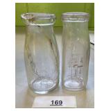 2 HALF PINT MILK BOTTLES / SHOWS WEAR & DAMAGE