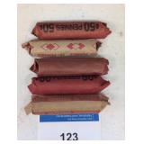 Five rolls of pennies Estate Find / shipping