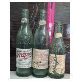 Three vintage Grapico Soda bottles / Ships