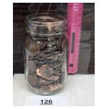One ball mason jar full of pennies Estate Find