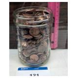 One ball widemouth jar full of pennies Estate Find