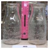 Two vintage half pint Biltmore milk bottles