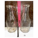 2 1 QUART MILK BOTTLES / FOREMOST & FADED LABEL