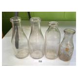 4 PLAIN MILK BOTTLES / NO NAMES / SHIPS