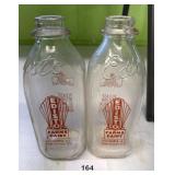 2 1 QUART DAIRY MILK BOTTLES / EDISTIO FARMS DAIRY