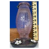 VINTAGE PINK HOBNAIL GLASS HUMMINGBIRD FEEDER