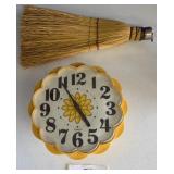 1970s DAISY THEME CLOCK TIMEX / Whisk broom