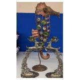 A PAIR OF VINTAGE CAST METAL DEER / Seahorse