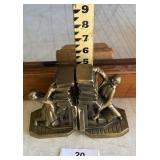 A PAIR OF VINTAGE METAL BOOK ENDS ART DECO