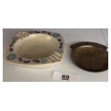 1 CERAMIC ASHTRAY MCM / brass pocket change