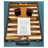 BACKGAMMON VINTAGE TRAVEL SET IN CASE / SHIPS