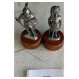 2 Scottish Cast Pewter Figures on Wooden Bases