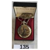 NOVELTY QUARTZ POCKET WATCH HUNTING SCENE