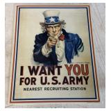 I WANT YOU FOR US ARMY / UNCLE SAM / METAL TIN