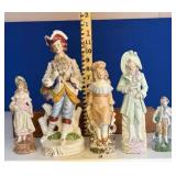 5 VICTORIAN STYLE BISQUE, PORCELAIN FIGURES