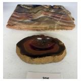 TWO DECORATIVE POLISHED STONES SPECIMENS