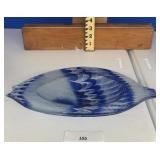 SCANDINAVIAN ART GLASS LEAF SHAPED BOWL