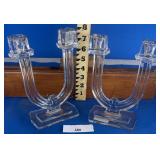 A PAIR OF HEISEY CANDLESTICKS 1930