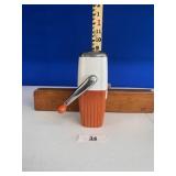 Vintage Hand Crank Ice Crusher  Orange & White