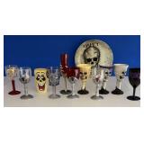 PLASTIC HALLOWEEN GOBLETS & SERVING PLATE