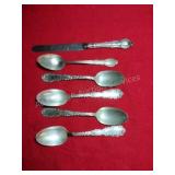 5 Sterling Spoons & an Unmarked Knife