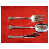 Chippendale Sterling Butter Knife, Fork, and Spoon